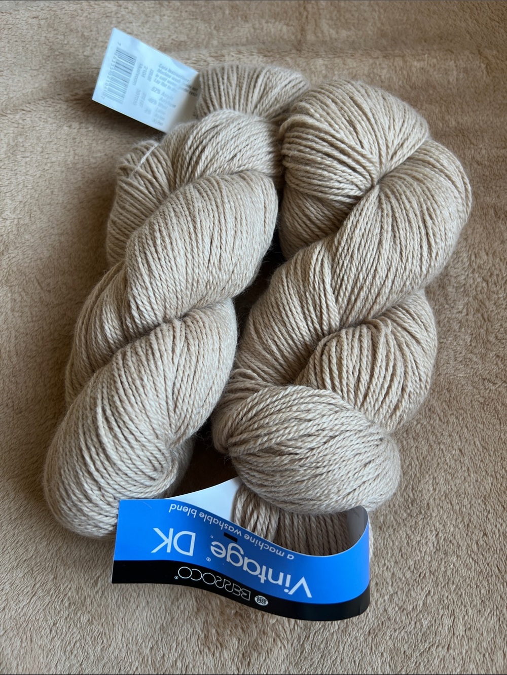 x2 Berroco Vintage DK Yarn Skeins in Mushroom - Wool Blend Yarn